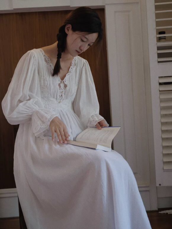 Whispering Night Cotton White Gown