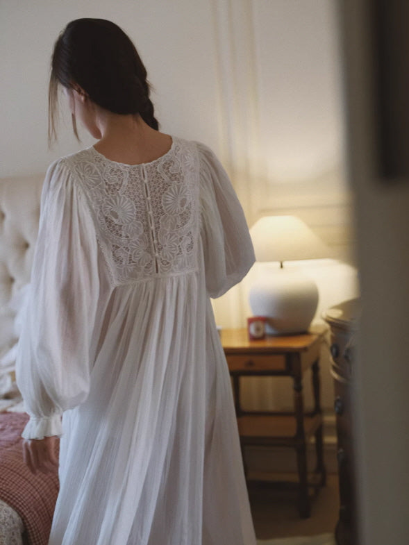 Whispering Lace Vintage Cotton Nightgown
