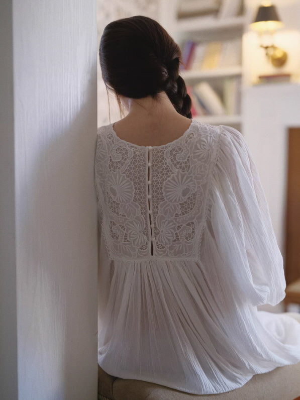Whispering Lace Vintage Cotton Nightgown