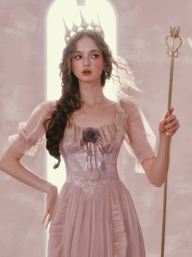 Blush Pink Lace Corset Fairycore Dress