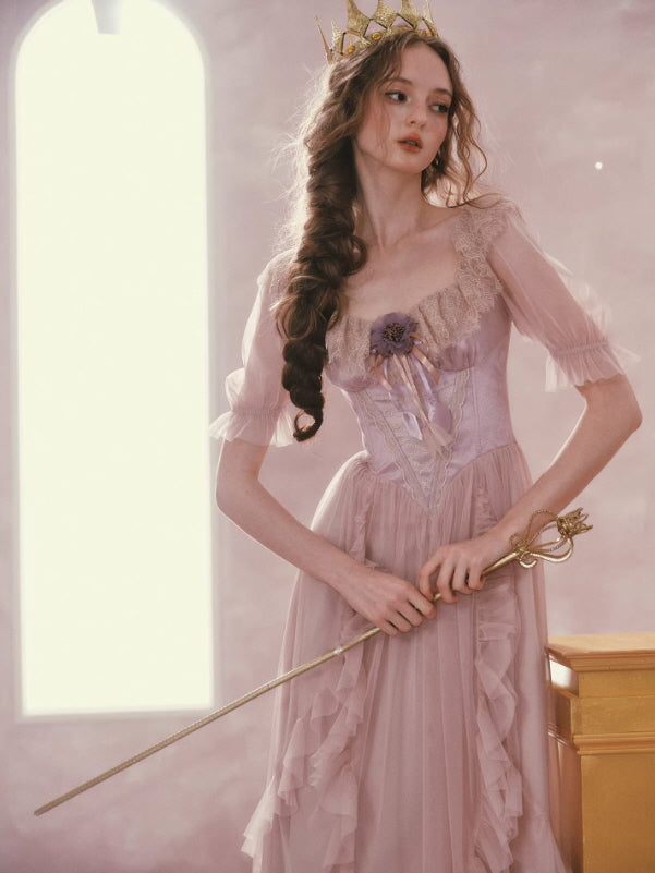 Blush Pink Lace Corset Fairycore Dress