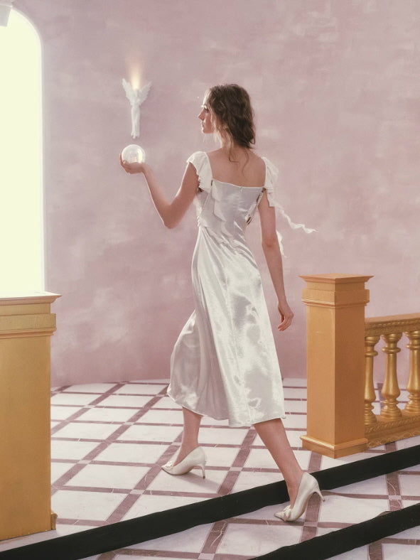 Ivory Pearl Princess Satin Dress