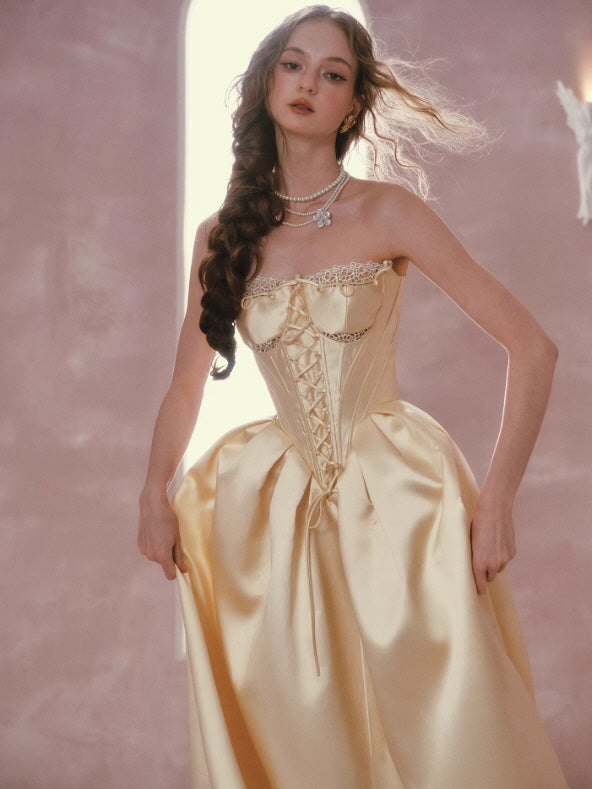 Golden Lace Corset Princess Dress