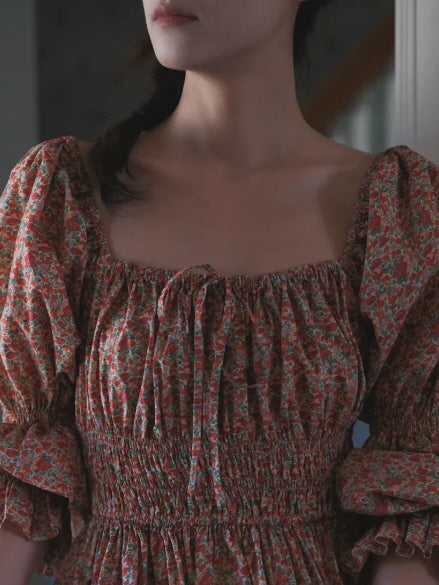 Crimson Garden Cottagecore Dress