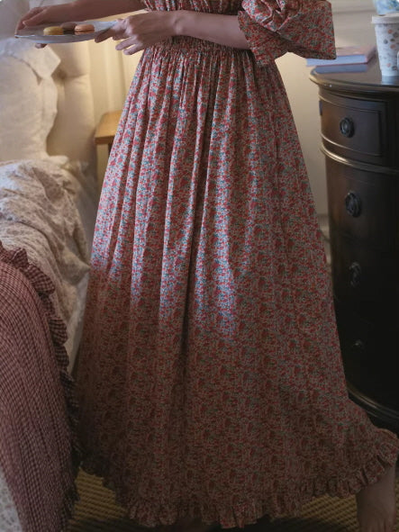Crimson Garden Cottagecore Dress