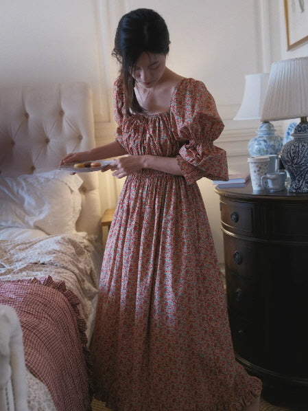 Crimson Garden Cottagecore Dress