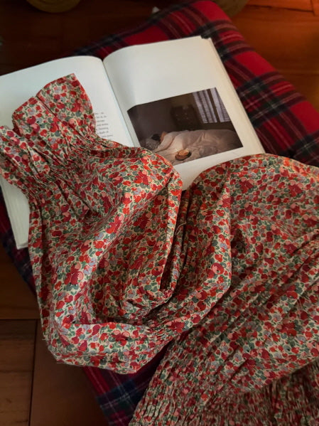 Crimson Garden Cottagecore Dress