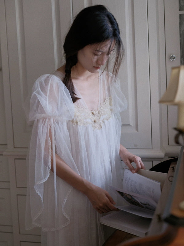 Celestial Whisper Lace Nightgown