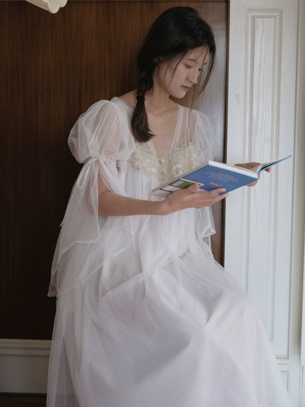 Celestial Whisper Lace Nightgown