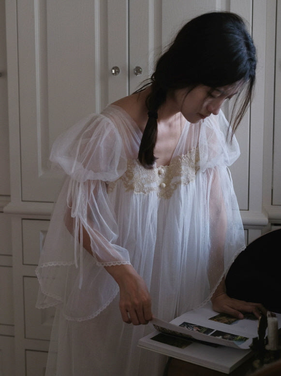 Celestial Whisper Lace Nightgown