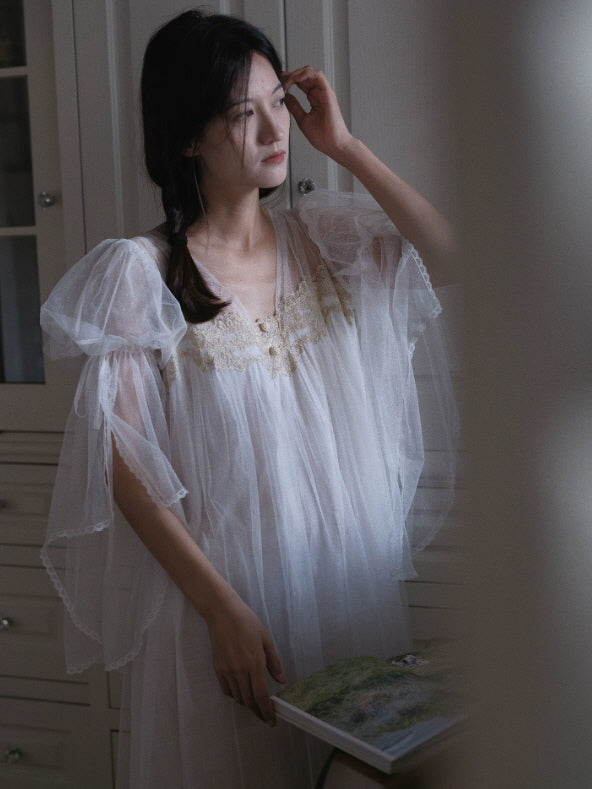 Celestial Whisper Lace Nightgown