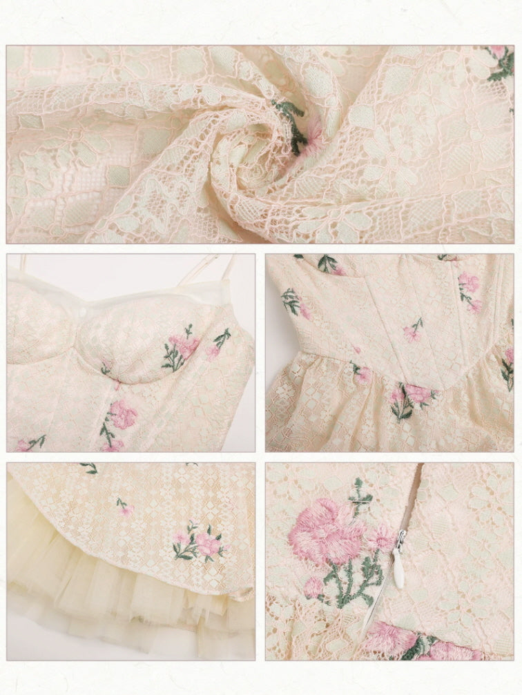 Blushing Meadow Floral Lace Mini Dress