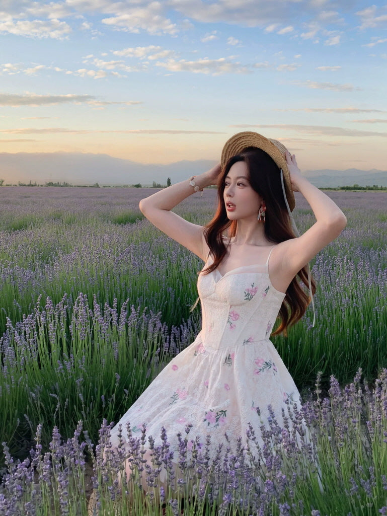 Blushing Meadow Floral Lace Mini Dress