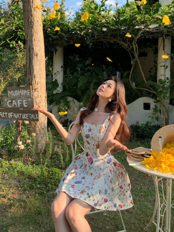 Enchanted Botanica Floral Fairycore Mini Dress