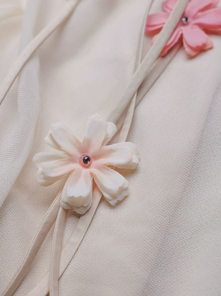 Ethereal Floral Applique Fairycore Maxi Dress