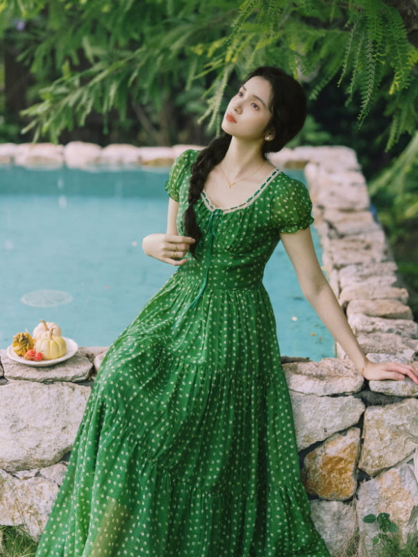 Emerald Meadow Floral Maxi Dress