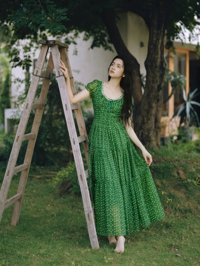 Emerald Meadow Floral Maxi Dress