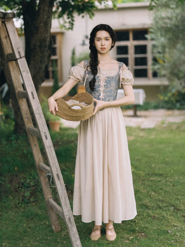 Vintage Blue Tapestry Corset