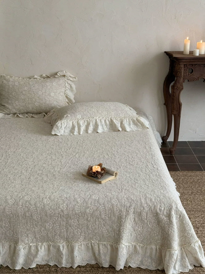 Ivory Meadow Floral Ruffle Bedding Set