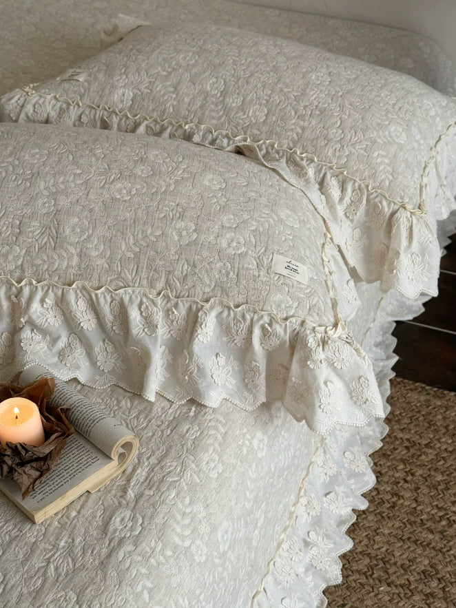 Ivory Meadow Floral Ruffle Bedding Set