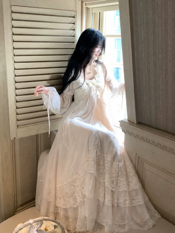 Ivory Lace Princess Nightgown & Slip Dress
