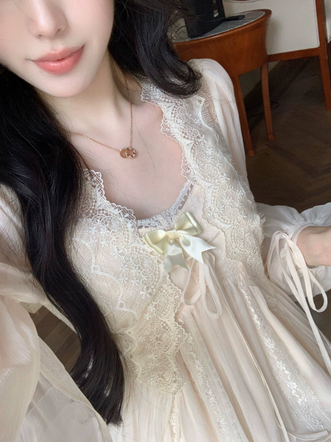 Ivory Lace Princess Nightgown & Slip Dress