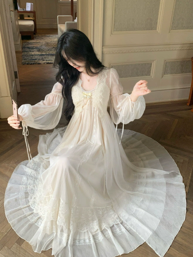Ivory Lace Princess Nightgown & Slip Dress