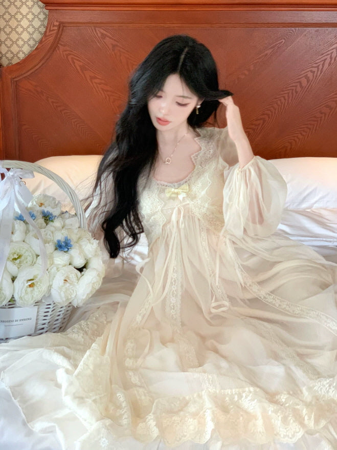 Ivory Lace Princess Nightgown & Slip Dress