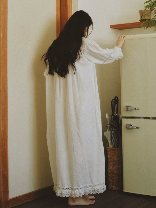 Ivory Lace Cotton Nightgown
