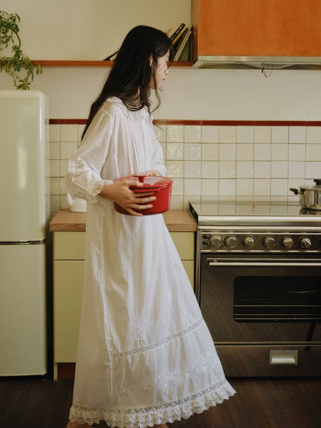 Ivory Lace Cotton Nightgown