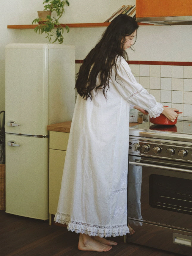 Ivory Lace Cotton Nightgown