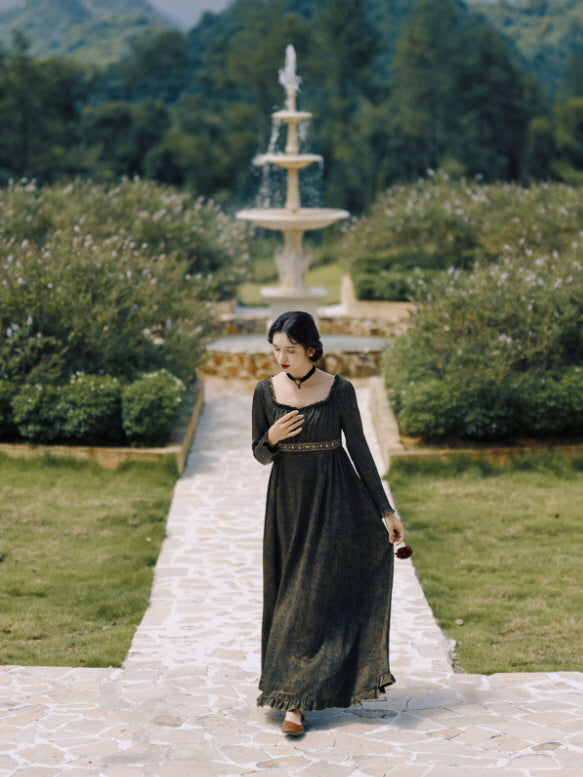 Midnight Heirloom Empire Maxi Dress