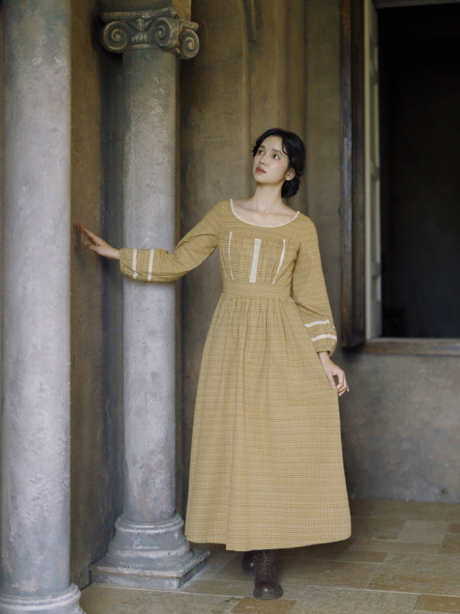 Harvest Check Lace Maxi Dress