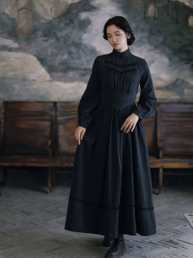 Black Manor High Neck Maxi Dress