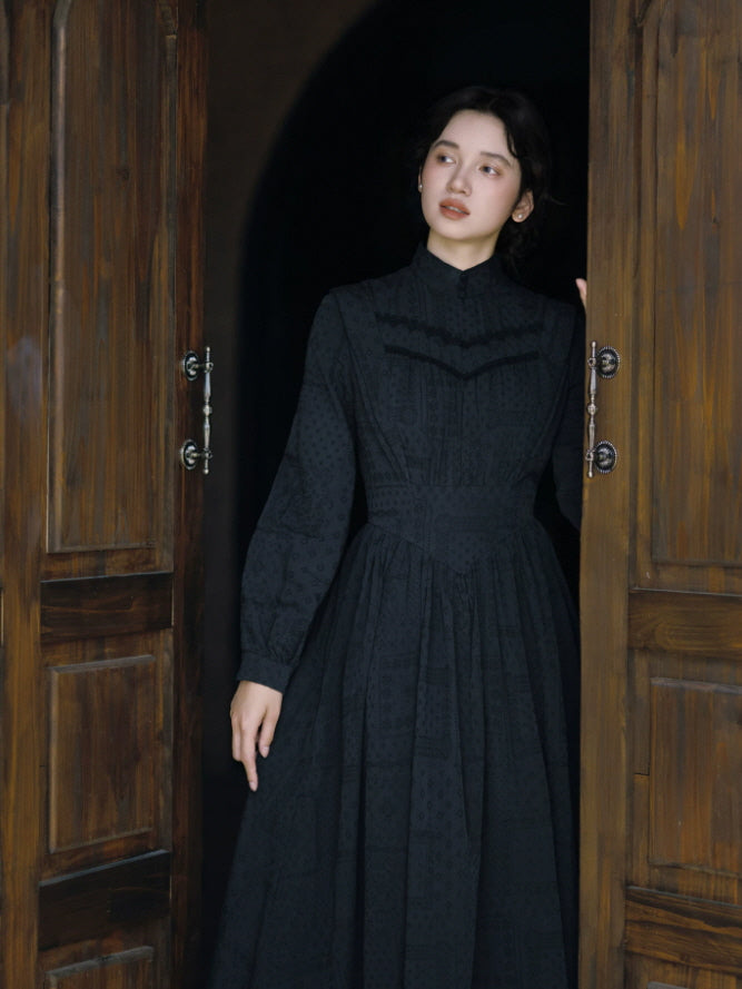 Black Manor High Neck Maxi Dress