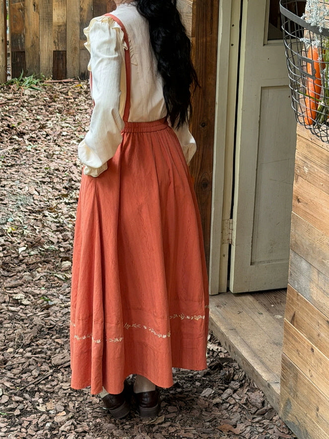 Autumn Cottage Embroidered Blouse & Suspender Skirt