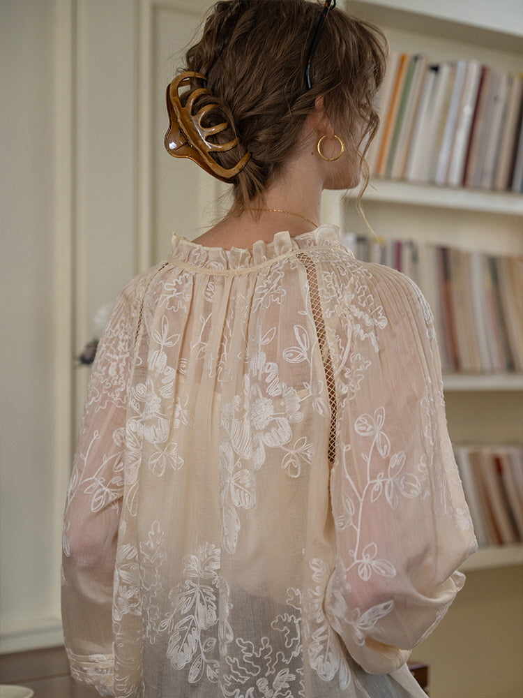 Ethereal Embroidered Lace Blouse