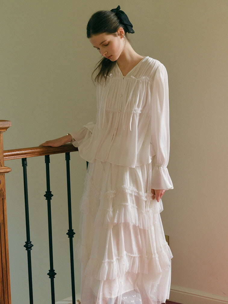 Ethereal Layered White Tulle Skirt