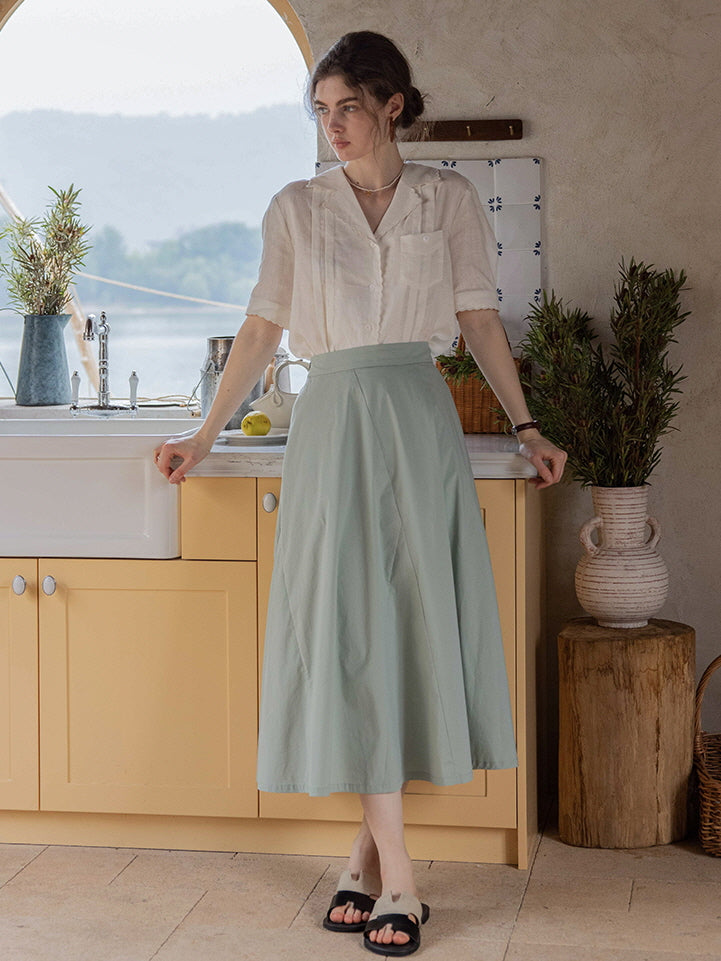 Sophia's Green Linen Blouse