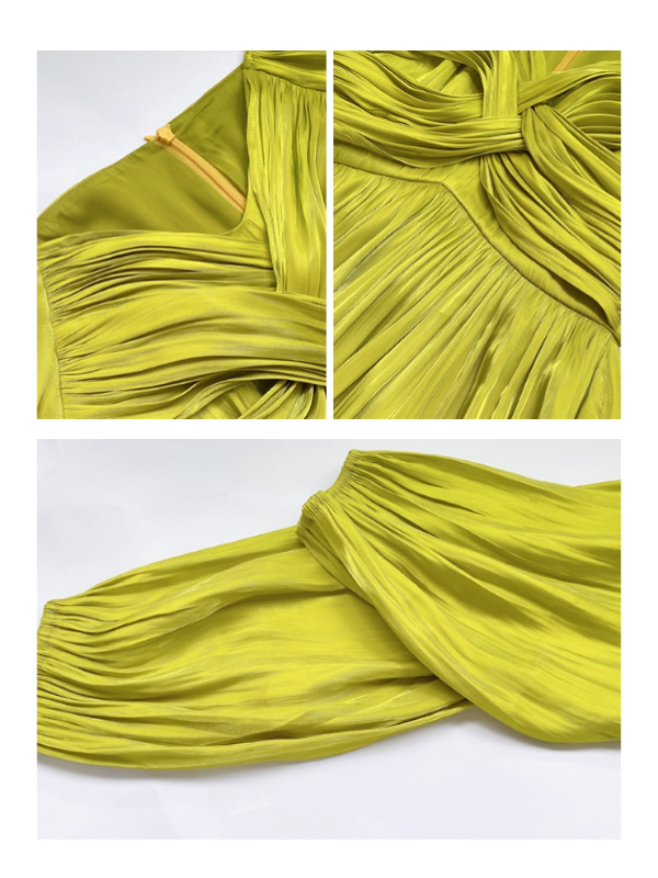Emerald Glow Vintage Satin Dress
