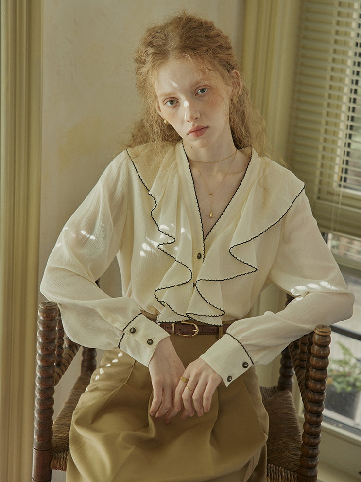 Timeless Ruffle Edge Vintage Blouse