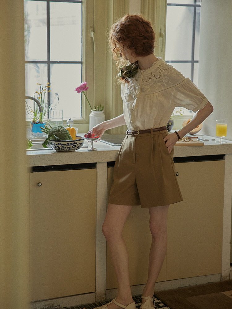 Victorian Lace Embroidered Cotton Blouse