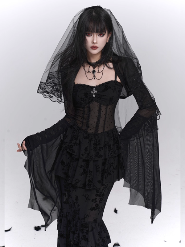 Gothic Tiered Lace Corset Dress