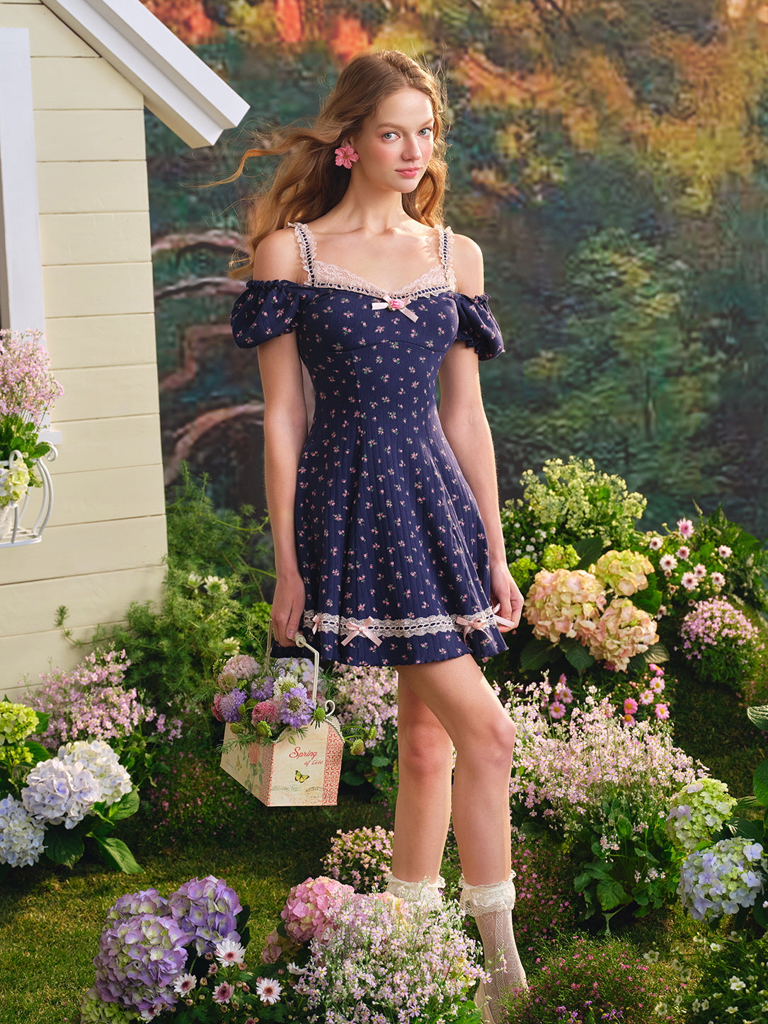 Sweetheart Cottage Floral Mini Dress
