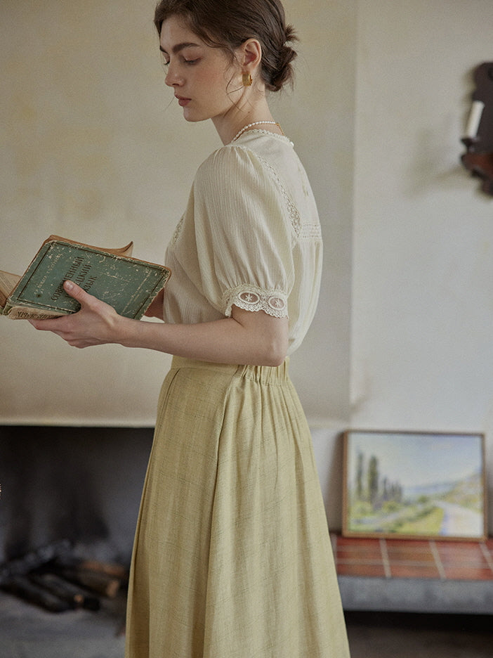 Delicate Floral Lace Trim Blouse