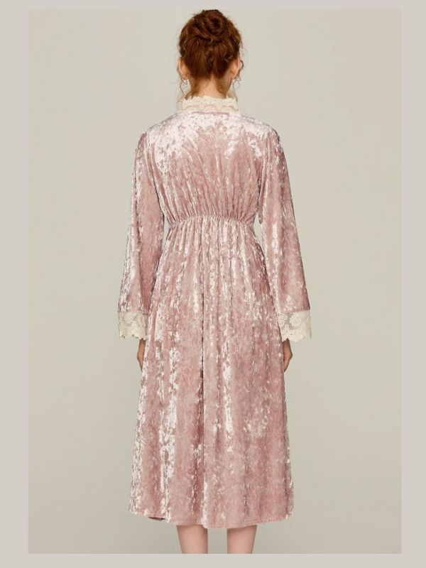 Blush Velvet Fairytale Lace Nightgown Set