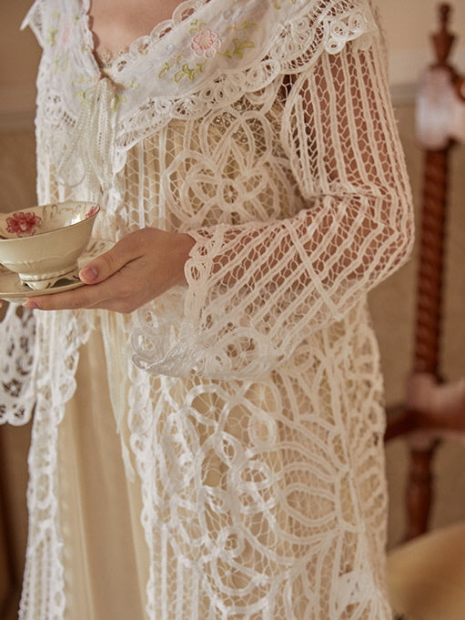 Vintage Floral Embroidered Lace Overlay