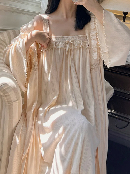 Vintage Lace Cotton Romantic Nightgown Set