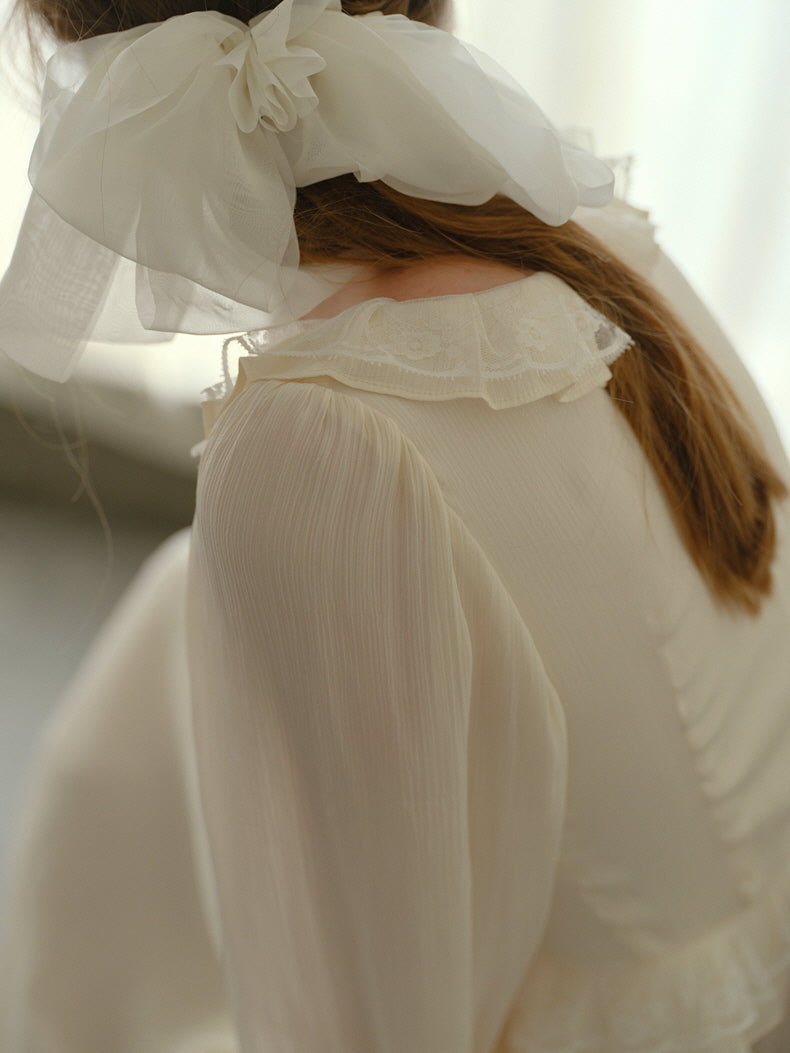 Poetic Cream Ruffle Lace Dress