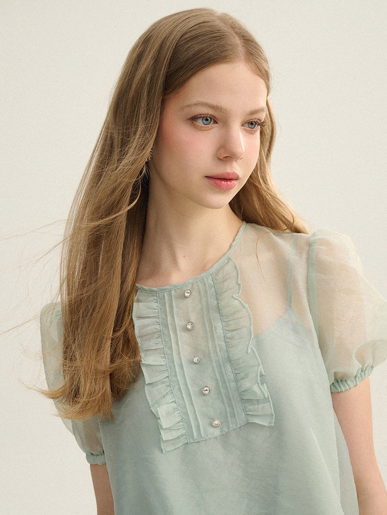 Mint Fairy Puff Sleeve Dress